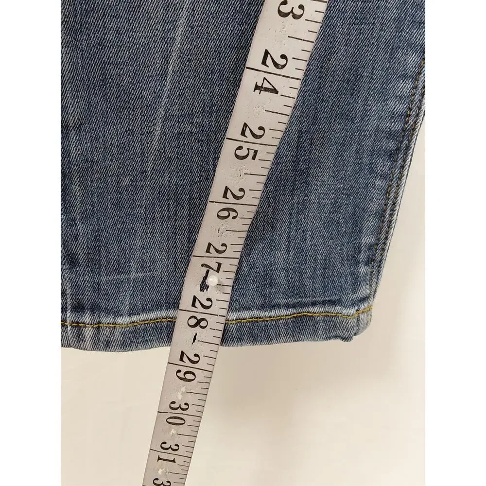 Guess Blue  Medium Wash Rhinestone Pocket Skinny Jeans Women Size 31